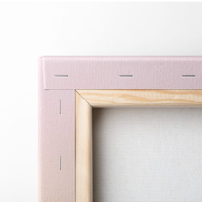 Contemporary floating man canvas wall art with soft pink canvas and light wood border for modern office decor