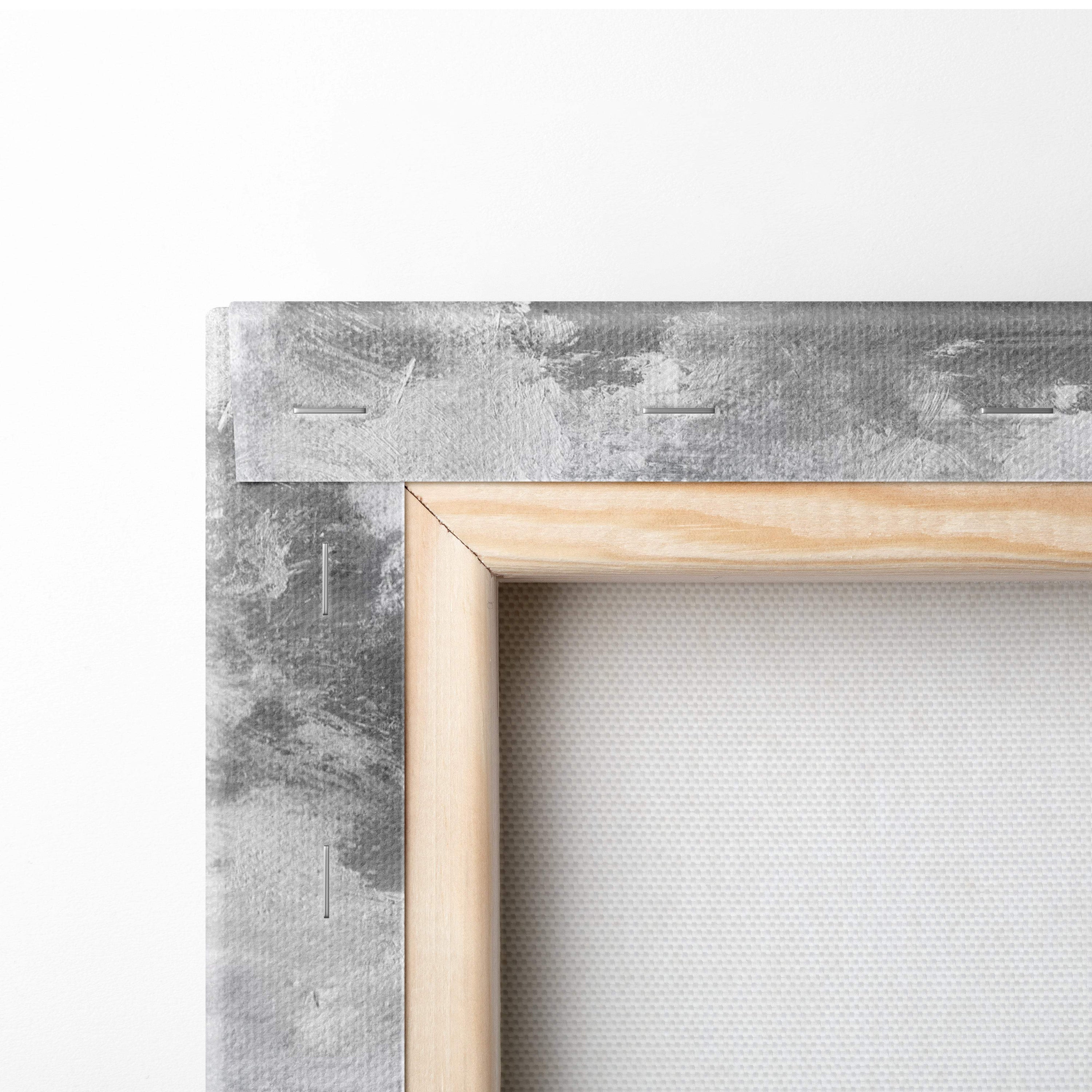 Light-colored wooden frame with textured gray backing for london romance painting style cityscape canvas print