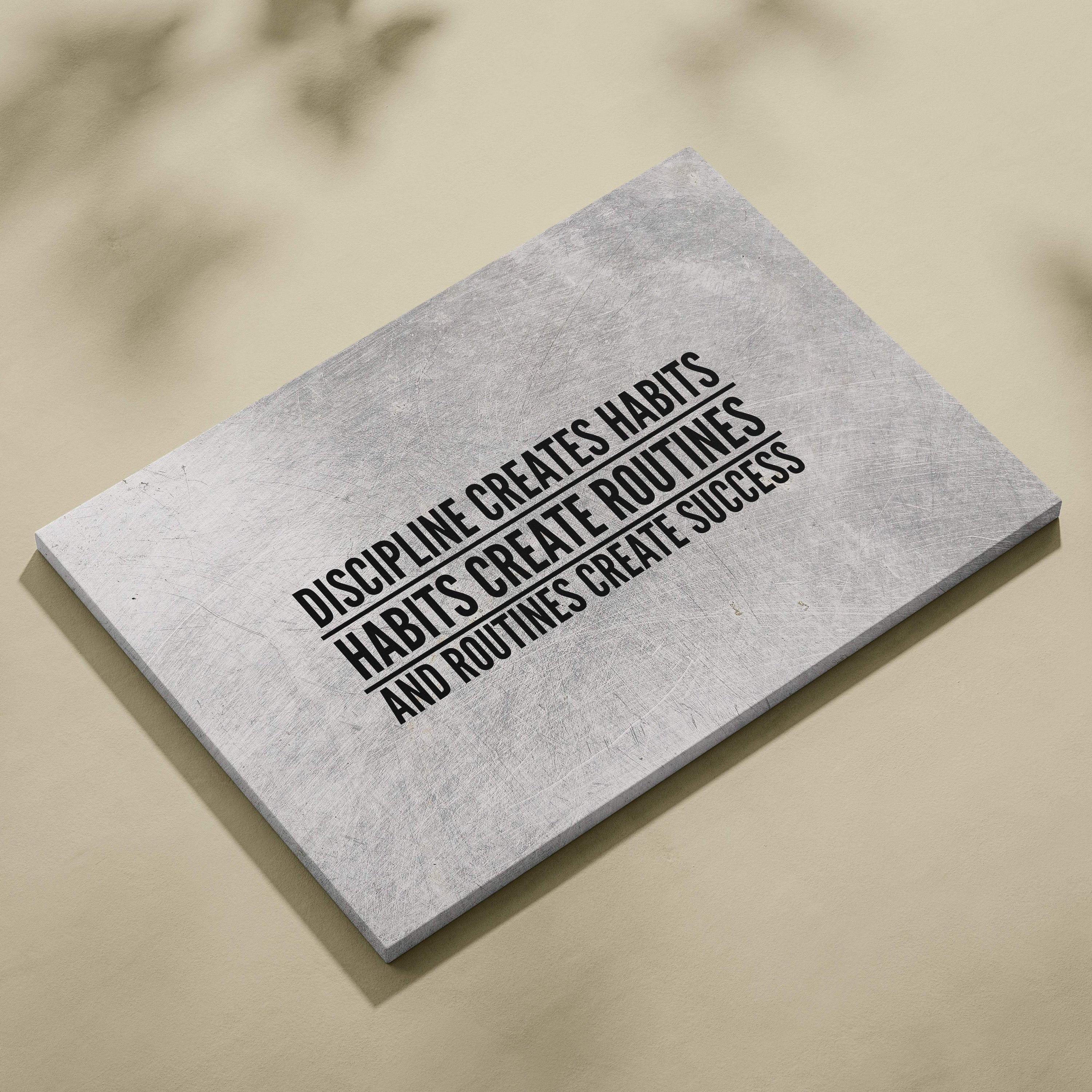 Gray textured canvas plaque with black motivational typography print for office gym or home wall art decor