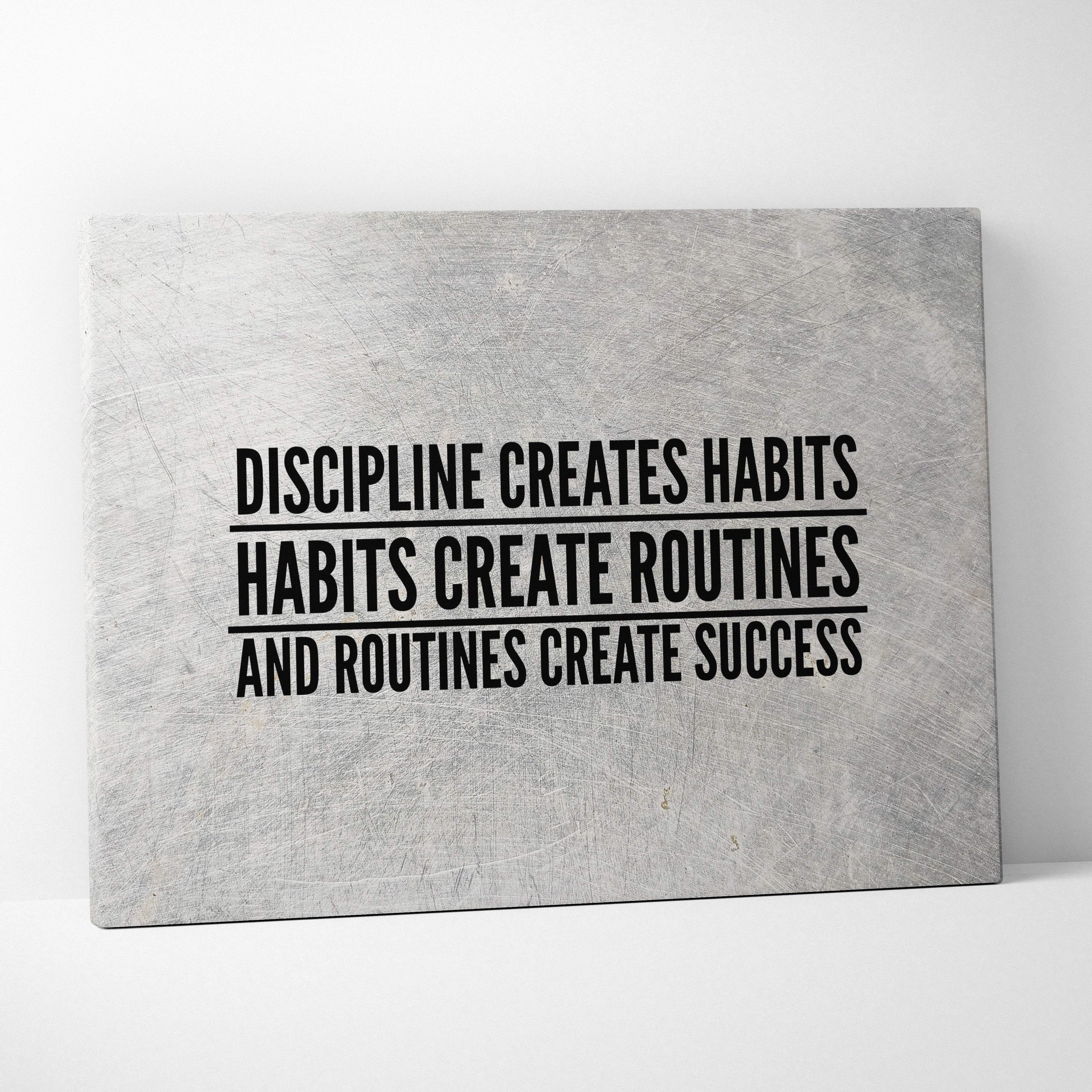 Gray textured canvas print with bold black text motivational typography for office gym or home decor