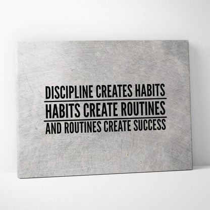 Gray textured canvas print with bold black text motivational typography for office gym or home decor