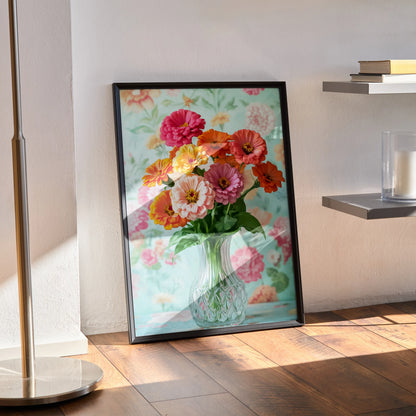 Vibrant Floral Digital Art Poster for Home Decor | Vertical - Throttle Designs