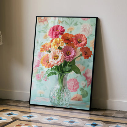 Vibrant Floral Digital Art Poster for Home Decor | Vertical - Throttle Designs