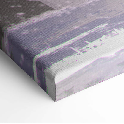 A textured canvas print of frozen void guardian featuring a muted purple gray abstract snow landscape wall decor