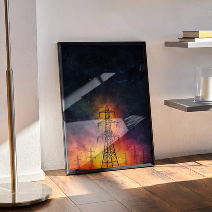 Stunning Watercolor Style Night Sky Poster Wall Art Decor | Vertical - Throttle Designs