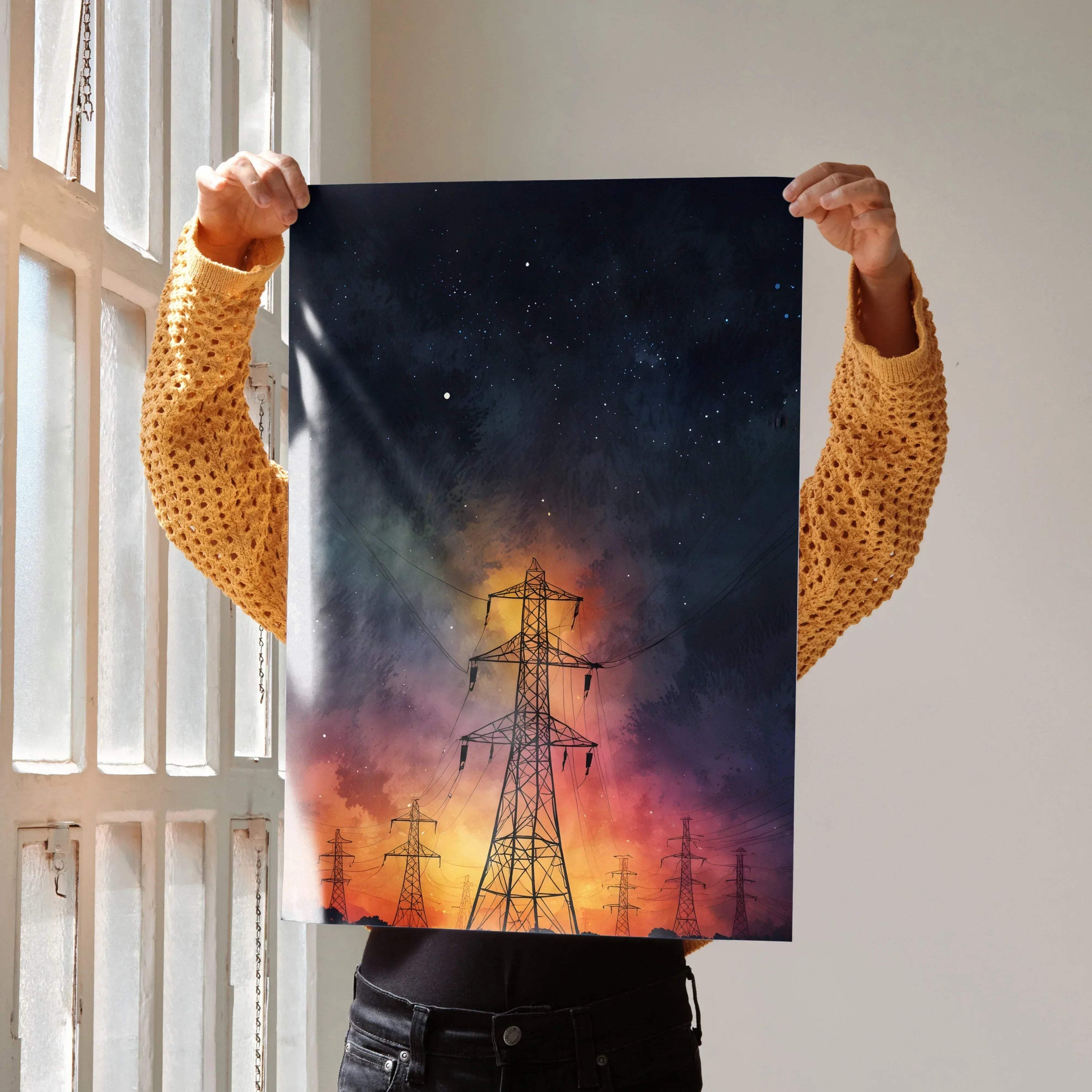 Stunning Watercolor Style Night Sky Poster Wall Art Decor | Vertical - Throttle Designs