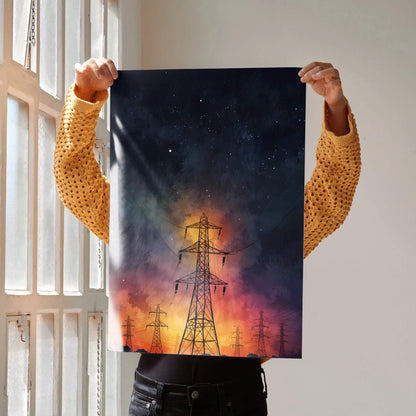 Stunning Watercolor Style Night Sky Poster Wall Art Decor | Vertical - Throttle Designs