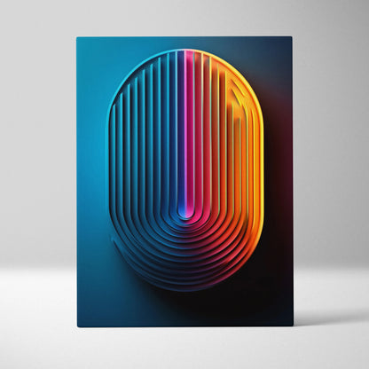 Abstract nature-inspired canvas wall art with layered oval shapes in blue, pink, and orange gradient tones.