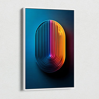 Abstract nature-inspired canvas wall art with vibrant gradient lines on dark background.
