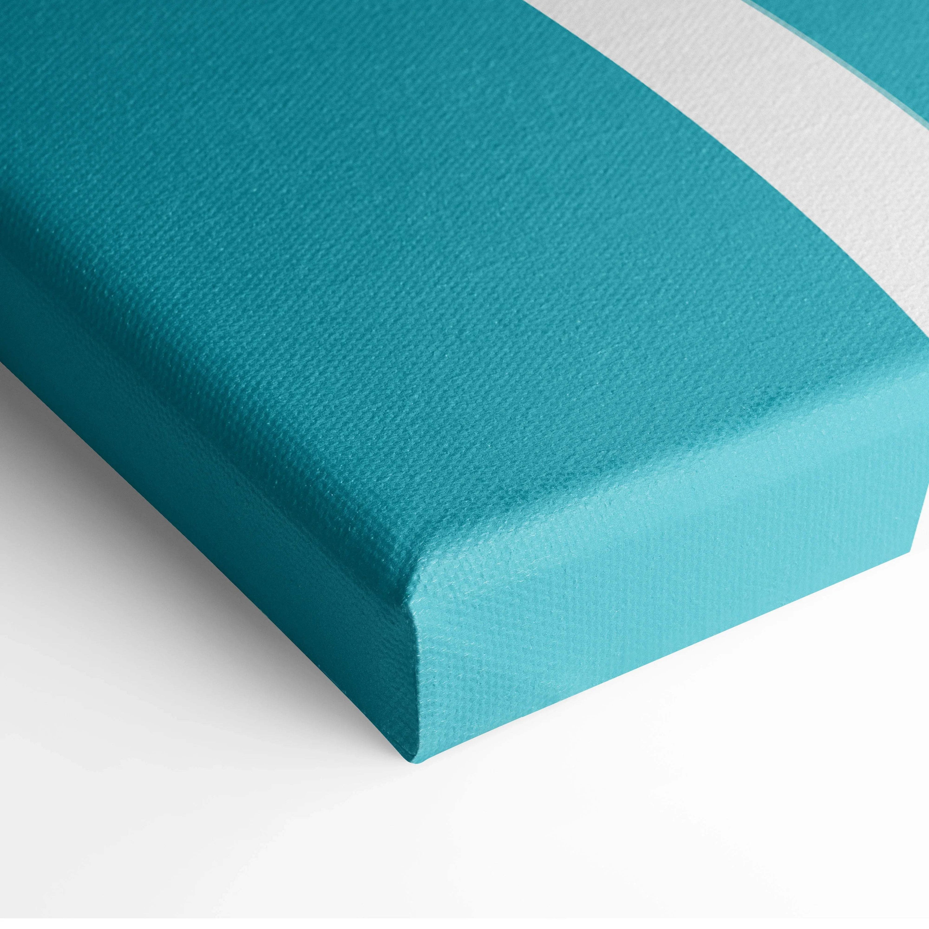 Mid century modern teal aqua orange white wavy stripes canvas art