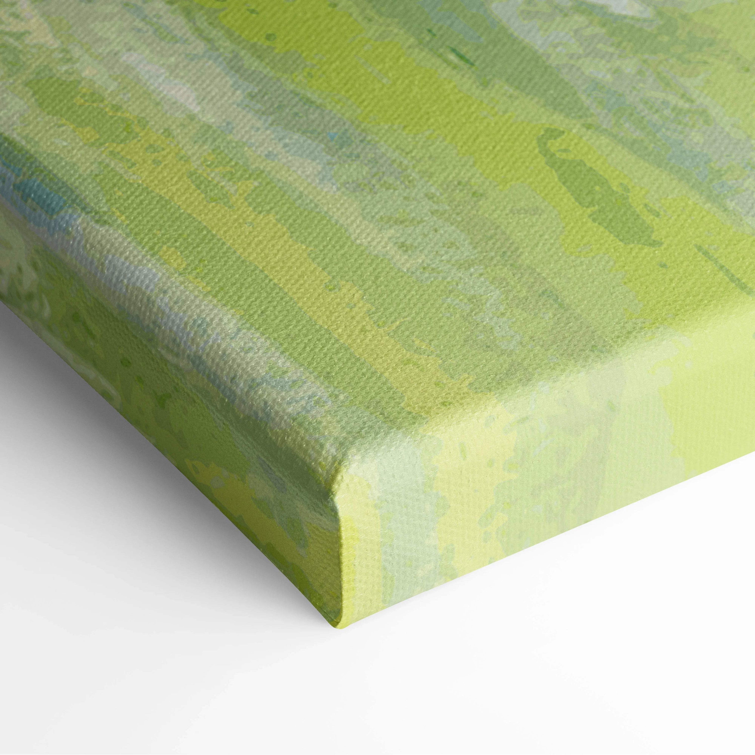 Sunlit Meadow yellow green pastel blue watercolor canvas wall art