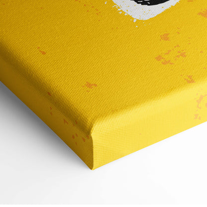 Bright yellow textured canvas with subtle orange splatter in motivational runner typography wall art print ideal for gym or home