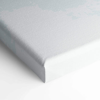 Back of light gray textured canvas with white backing, watercolor forest waterfall art