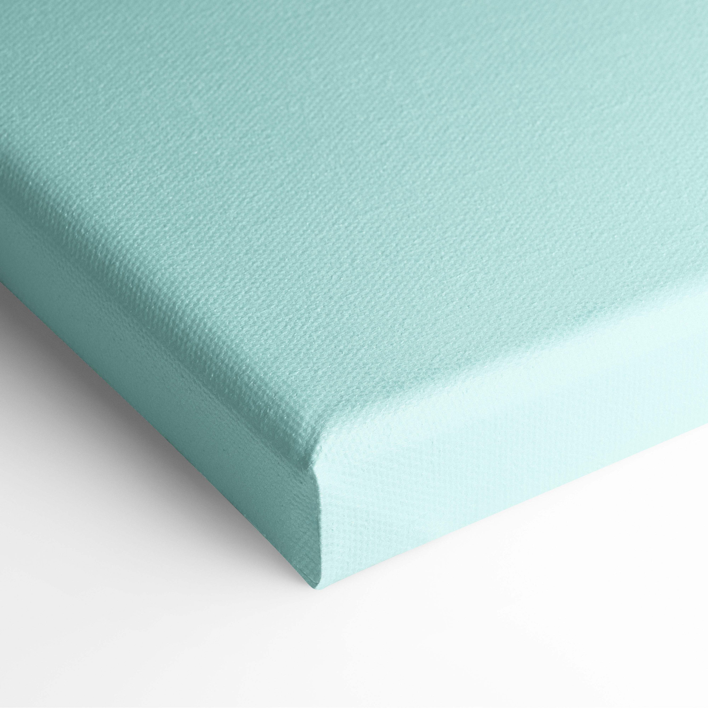 Motivational yes you can canvas wall art in soft mint green canvas with textured woven surface and rounded edges
