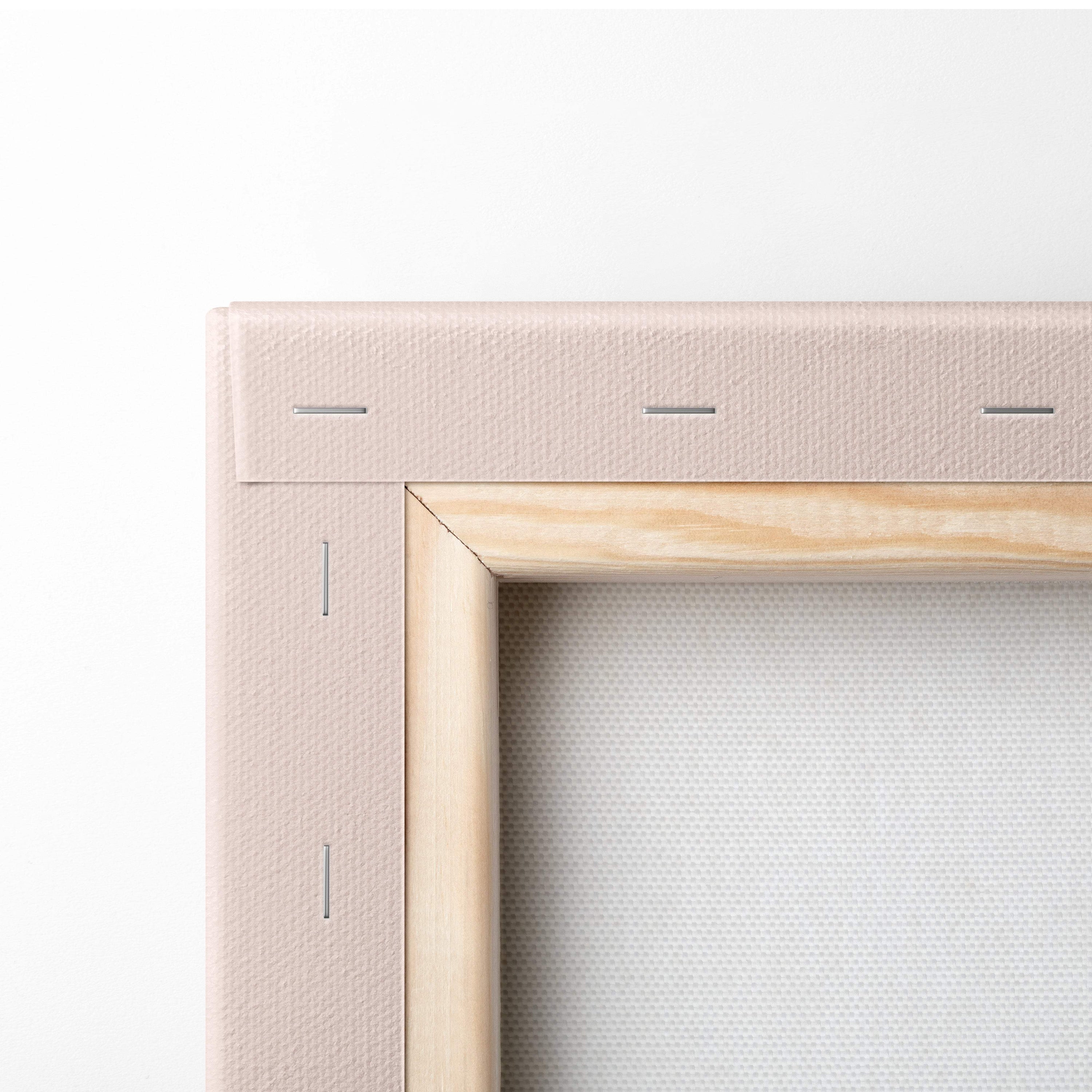 Beige canvas wall art with a light wood frame featuring mint peach minimalist geometric typography and motivational yes you can quote