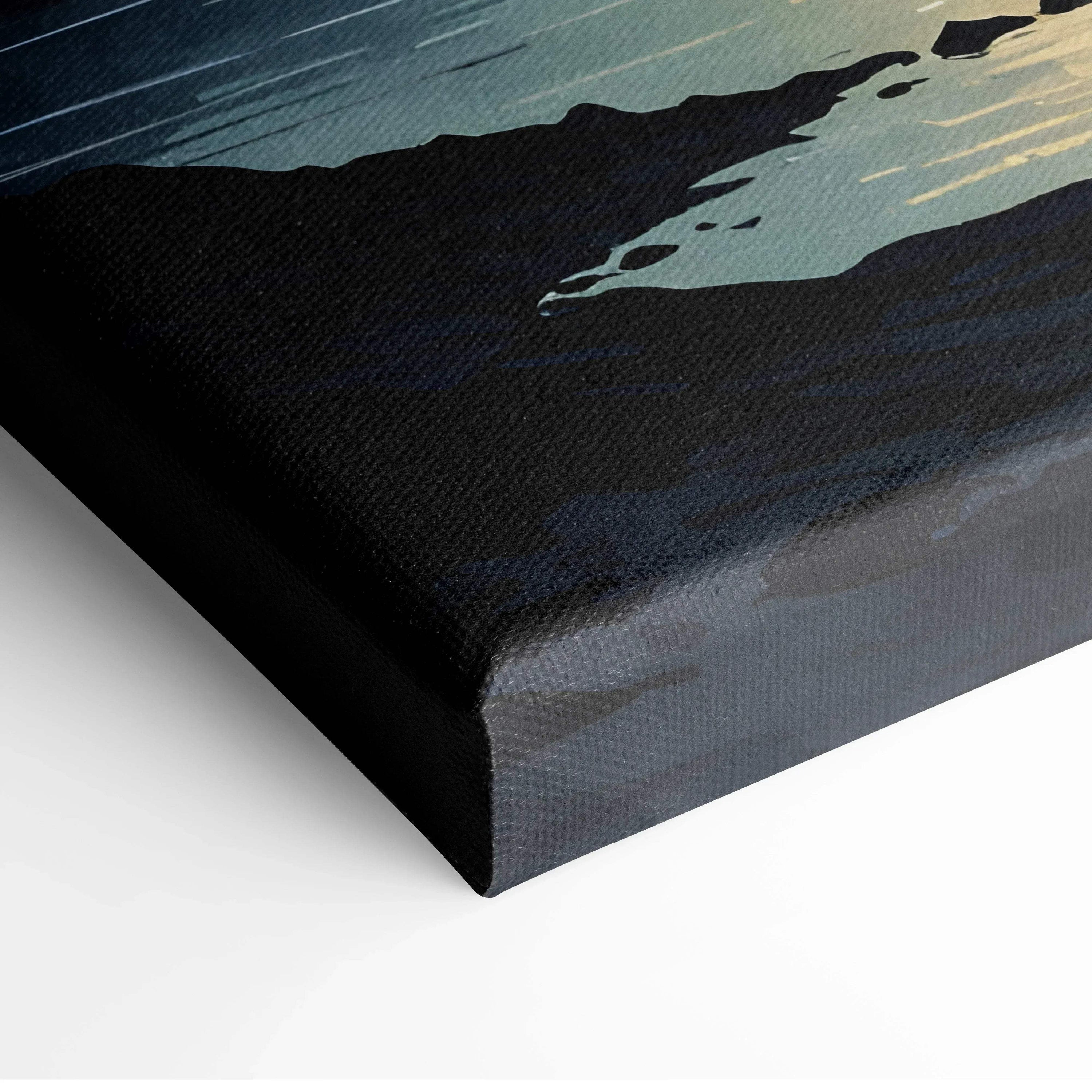 Canvas wall art print featuring a starry night sky in deep blue and black watercolor tones.