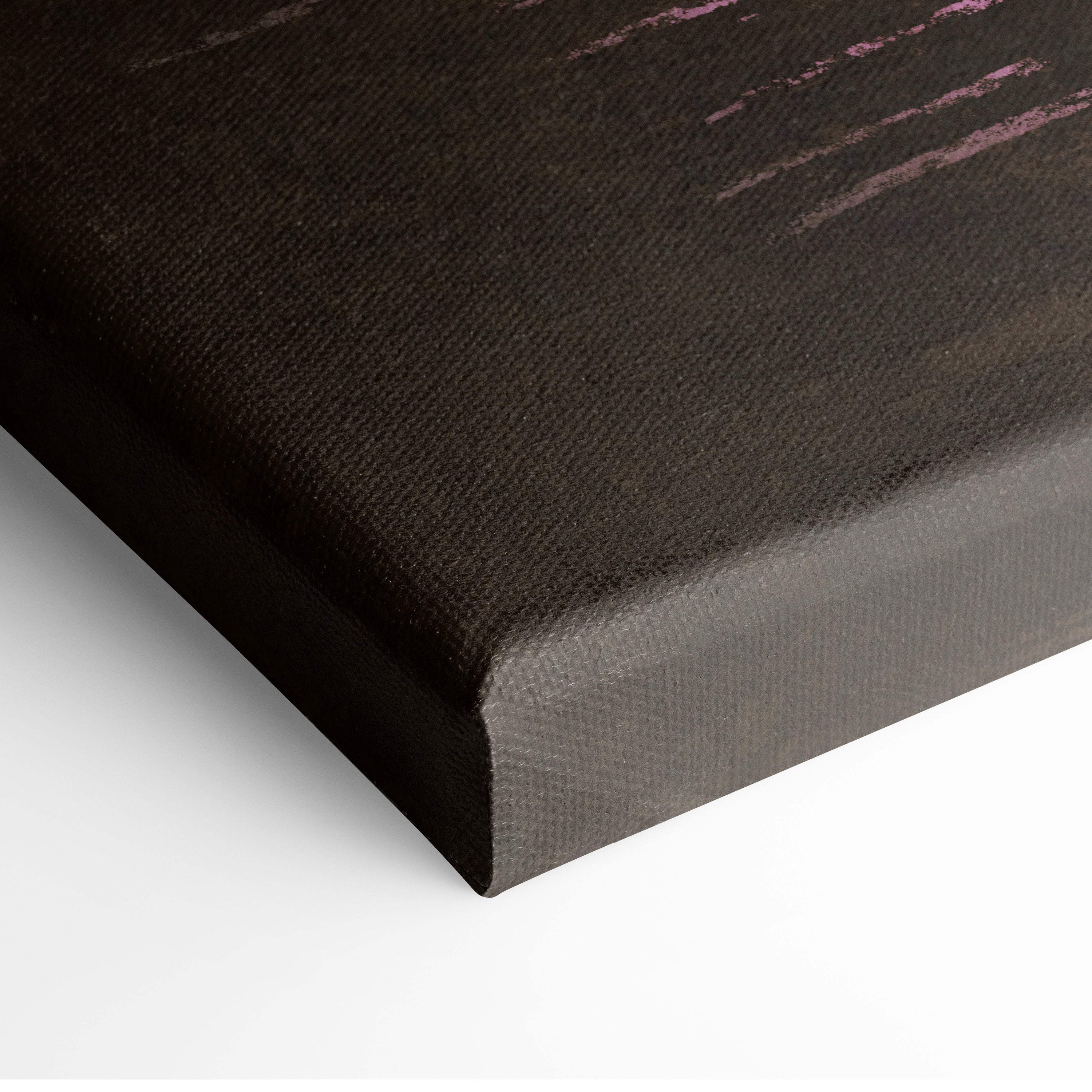 Black canvas print with textured surface and subtle pink brushstroke accents from mystic path to the unknown art