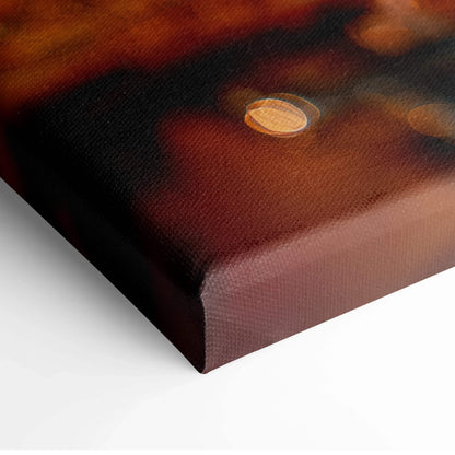 Autumn forest digital art print on stretched canvas with warm orange and brown tones wall art.