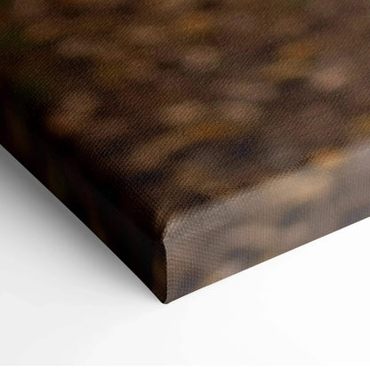 Close-up of textured canvas wall art featuring dark autumn forest colors and layered foliage details.