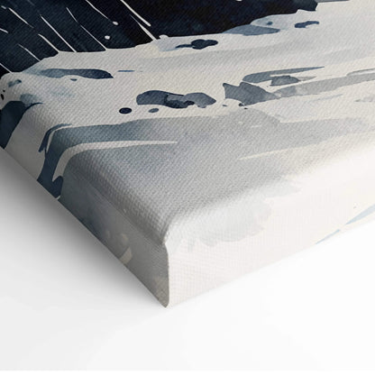 Canvas wall art featuring a snowy mountain landscape in soft watercolor tones.
