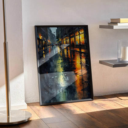 Vibrant Watercolor Style Cityscape Poster for Wall Decor | Vertical - Throttle Designs