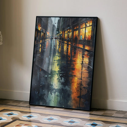 Vibrant Watercolor Style Cityscape Poster for Wall Decor | Vertical - Throttle Designs