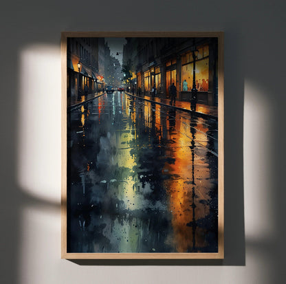 Vibrant Watercolor Style Cityscape Poster for Wall Decor | Vertical - Throttle Designs