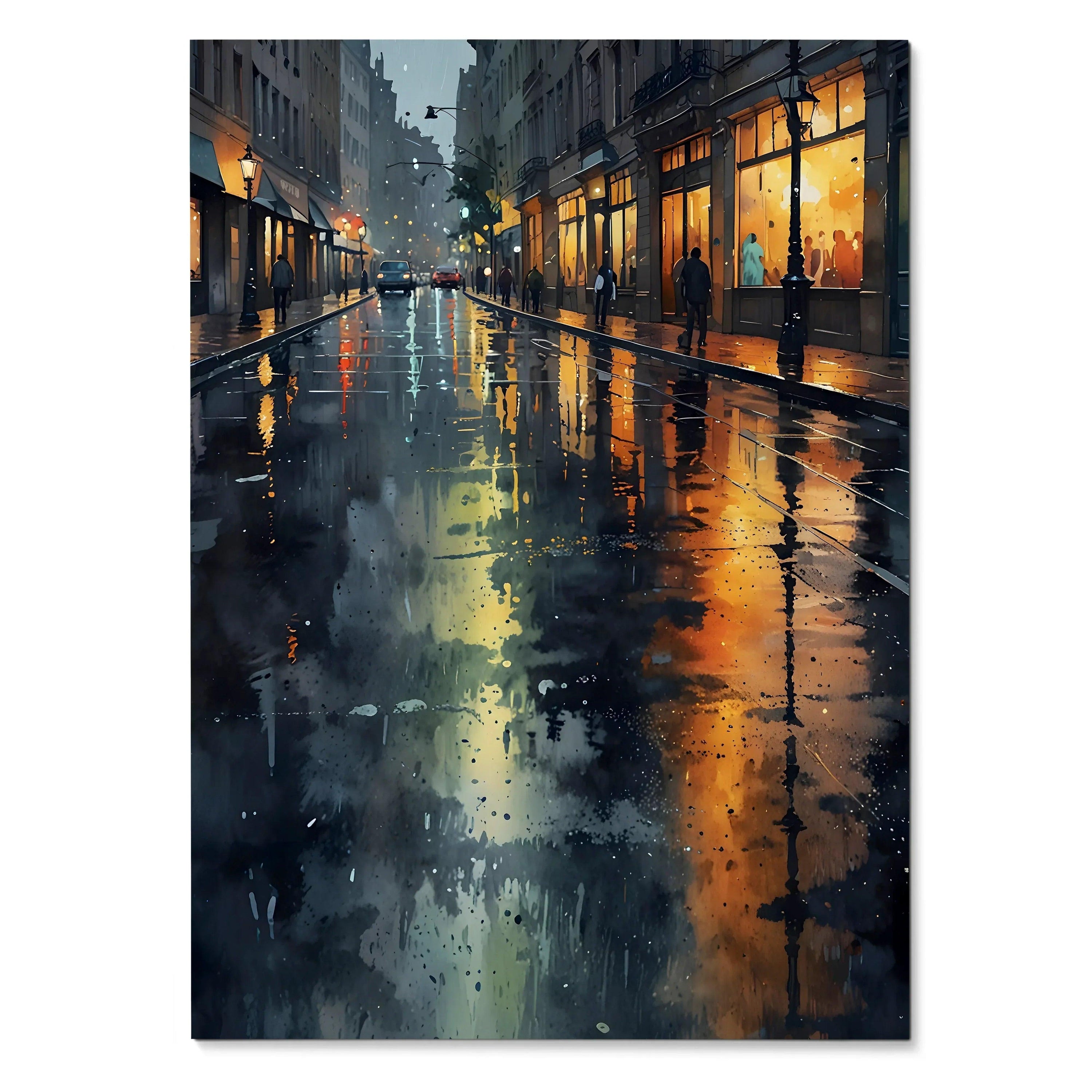 Vibrant Watercolor Style Cityscape Poster for Wall Decor | Vertical - Throttle Designs