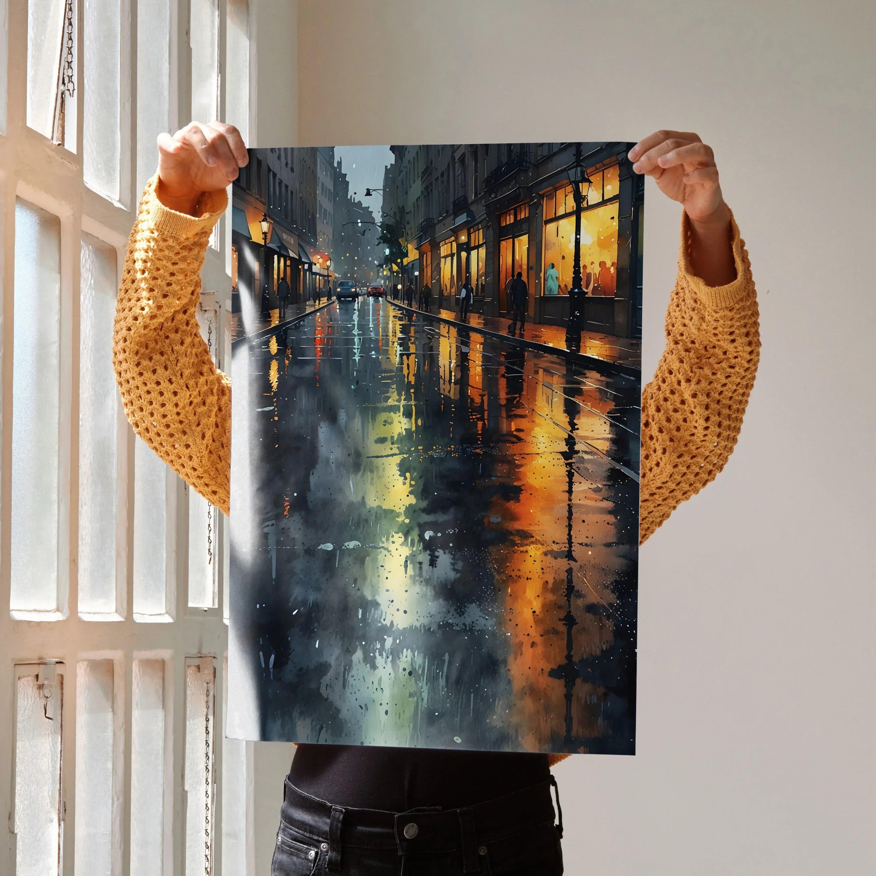 Vibrant Watercolor Style Cityscape Poster for Wall Decor | Vertical - Throttle Designs
