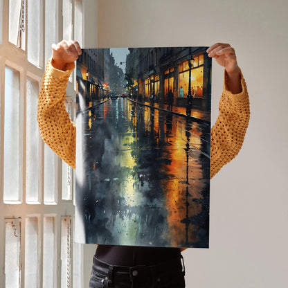 Vibrant Watercolor Style Cityscape Poster for Wall Decor | Vertical - Throttle Designs