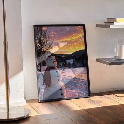 Beautiful Snowy Sunset Digital Art Poster | Vertical - Throttle Designs