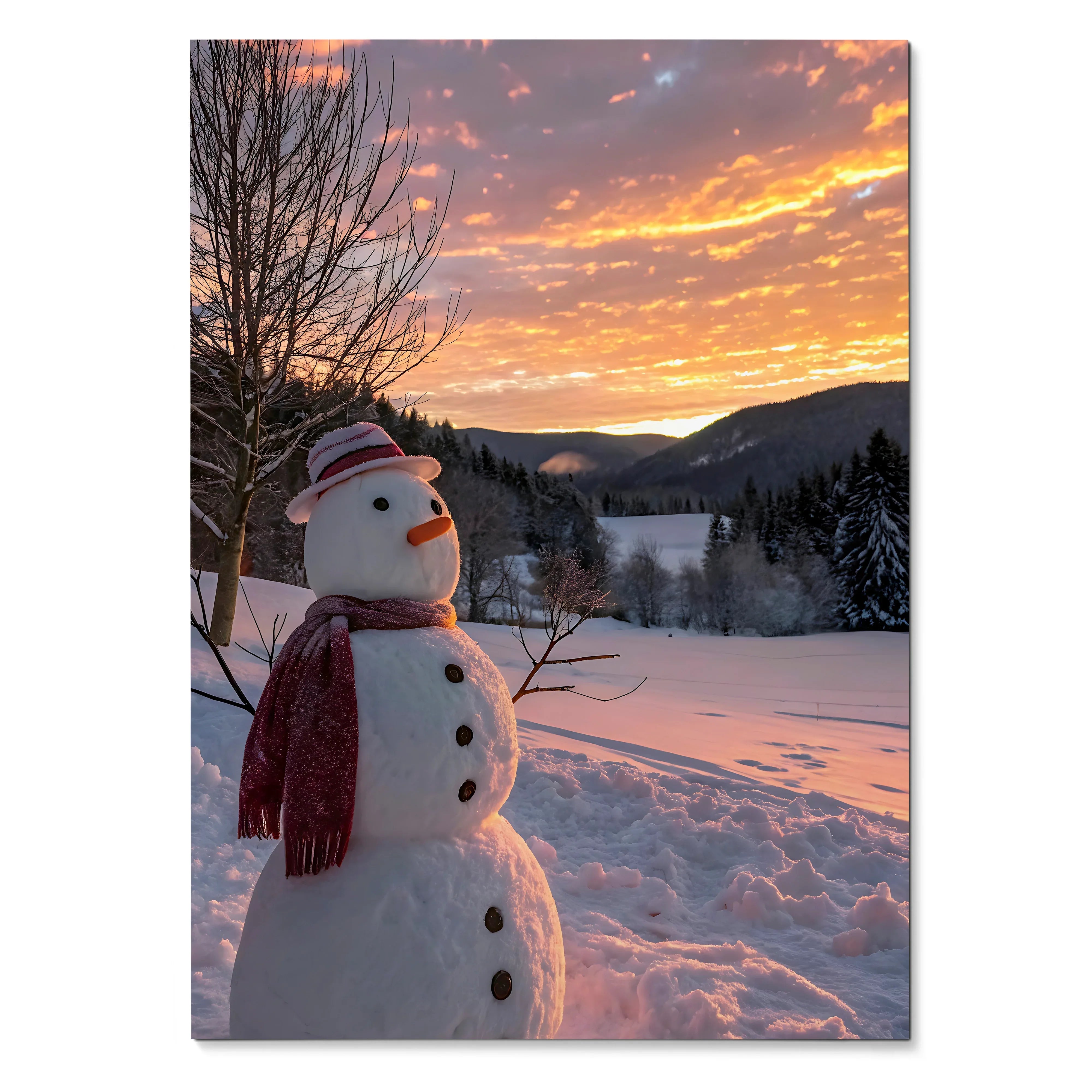 Beautiful Snowy Sunset Digital Art Poster | Vertical - Throttle Designs