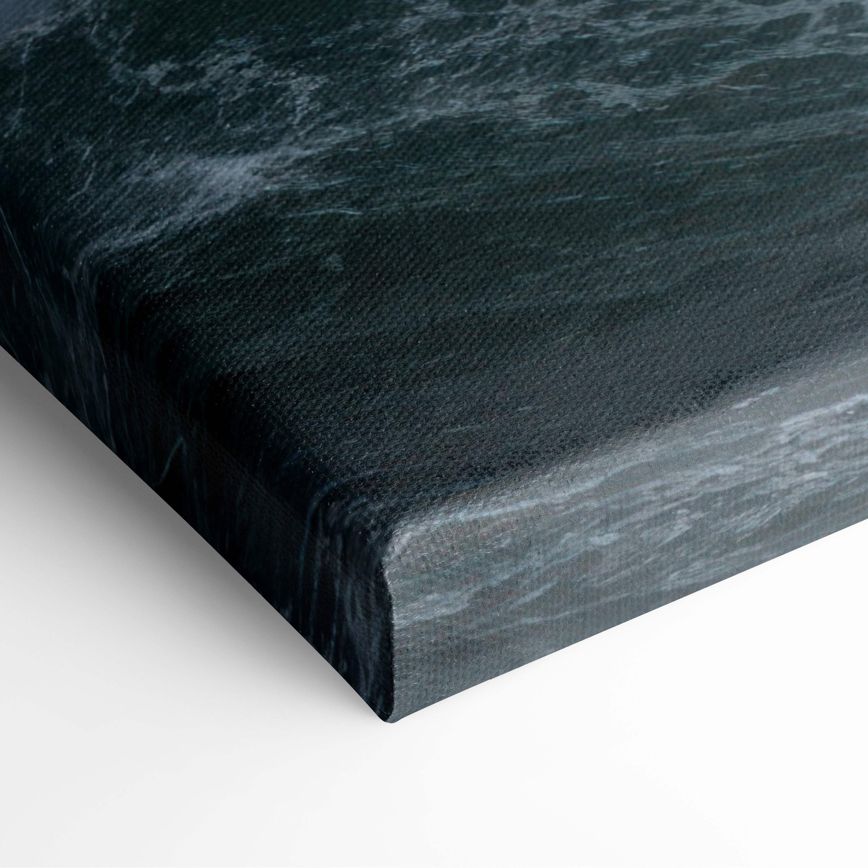 Dark gray canvas with textured marble finish in stormy lighthouse ocean canvas art for moody coastal wall decor