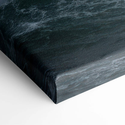 Dark gray canvas with textured marble finish in stormy lighthouse ocean canvas art for moody coastal wall decor