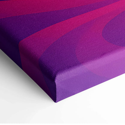 Cyberpunk mountain sunset canvas art with neon magenta violet peaks on orange pink sky