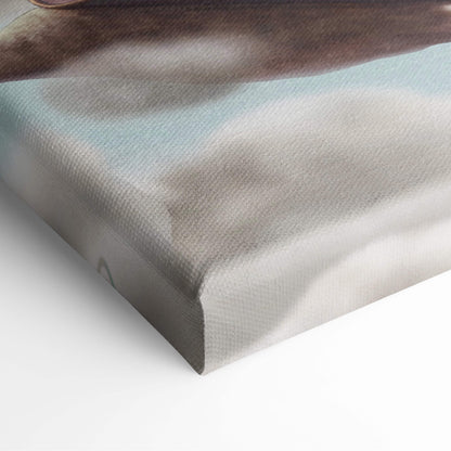 Contemporary flying books canvas wall art with textured abstract design in muted gray and teal for whimsical kids decor