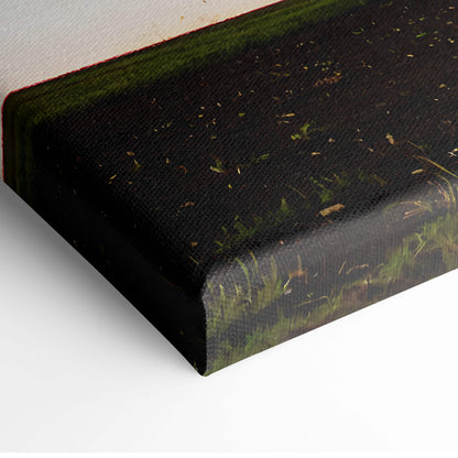 Black canvas print featuring a textured grassy landscape with green and brown accents for rustic wall decor