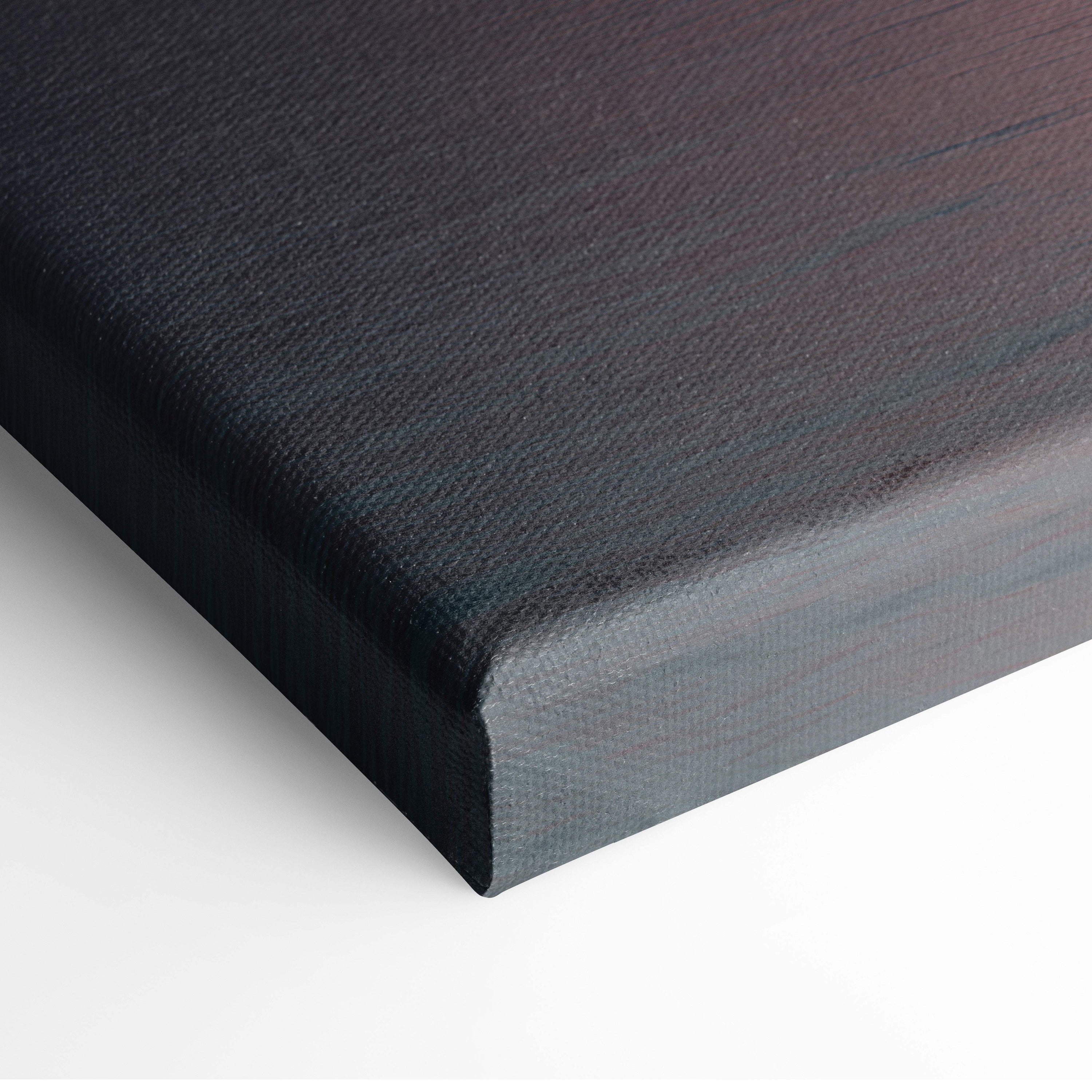 Black canvas with textured surface and raised edges for lightning in pink clouds over ocean coastal wall art print