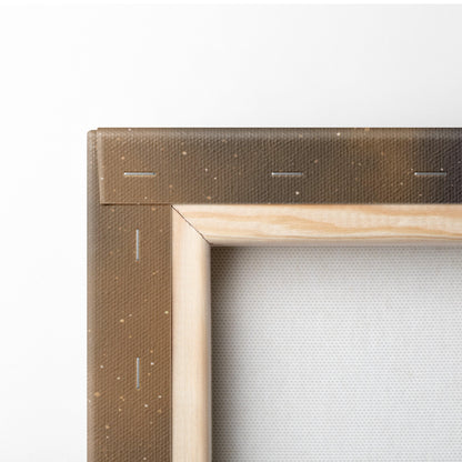 Celestial Titan Awakening Canvas Wall Art – Lone Wanderer Approaching Colossal Shadow Figure with Solar Halo and Burning Path, Epic Cosmic Fantasy Illustration