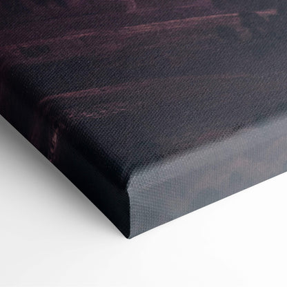 Black canvas print with textured dark purple and black abstract design motivational mountain landscape wall art