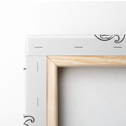 Light-colored wooden frame with white canvas and subtle black swirls for Japanese dragon wave canvas wall art