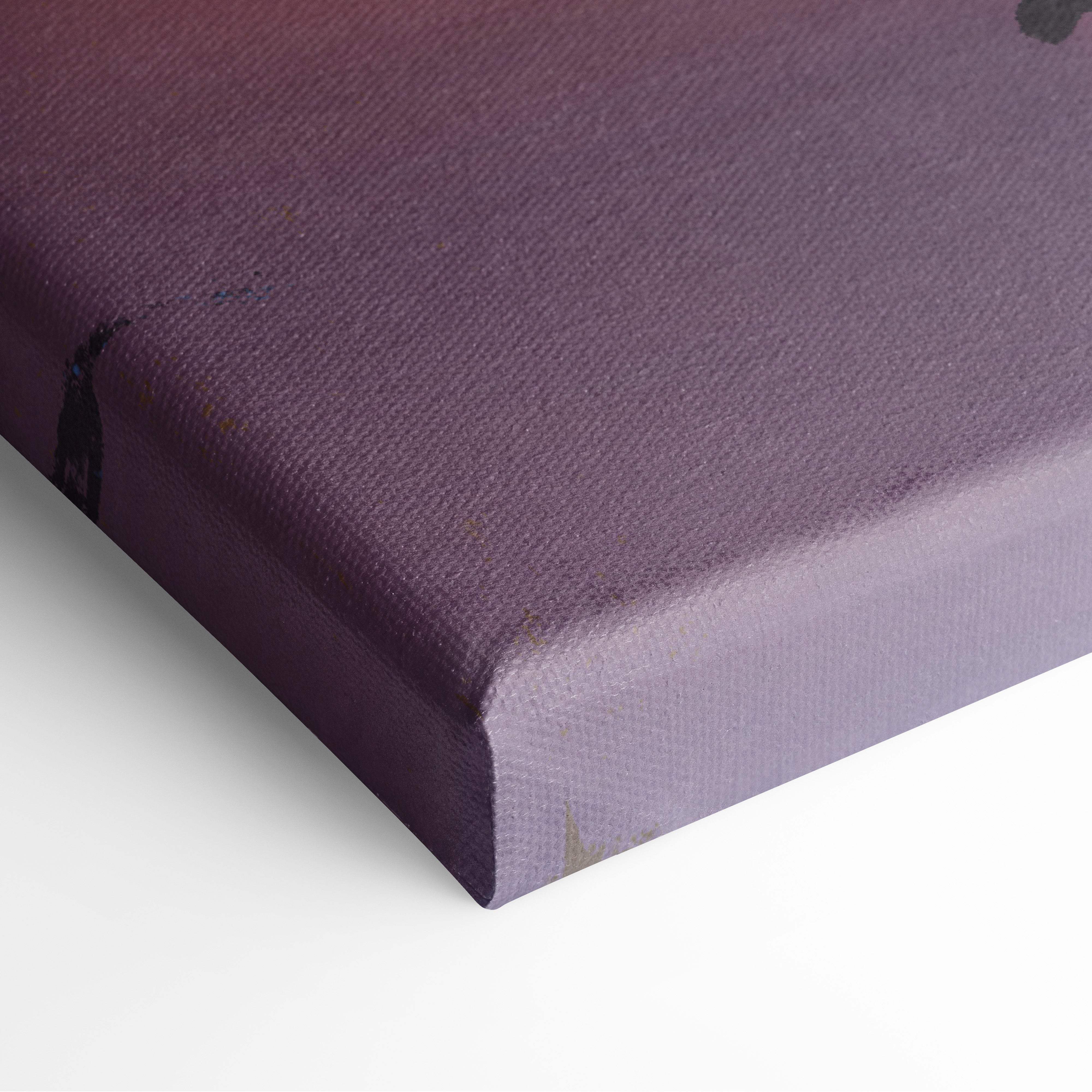Purple canvas wall art with textured surface and subtle gradient featuring mysterious child silhouette and dreamlike reflection