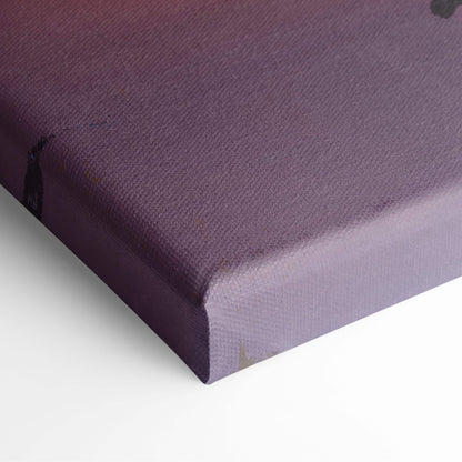 Purple canvas wall art with textured surface and subtle gradient featuring mysterious child silhouette and dreamlike reflection