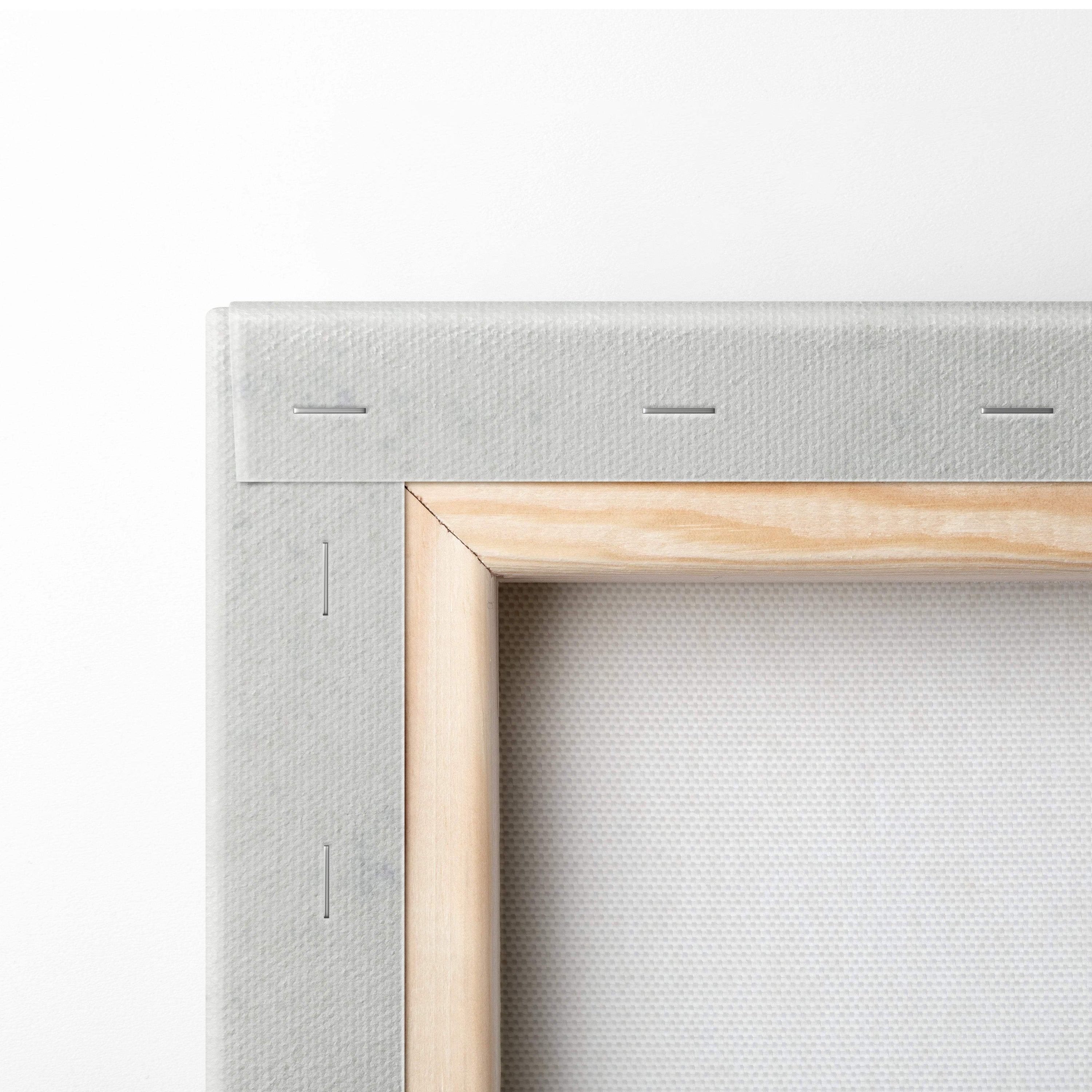 Light gray canvas stretched over natural wood frame in contemporary inner self canvas wall art for office decor