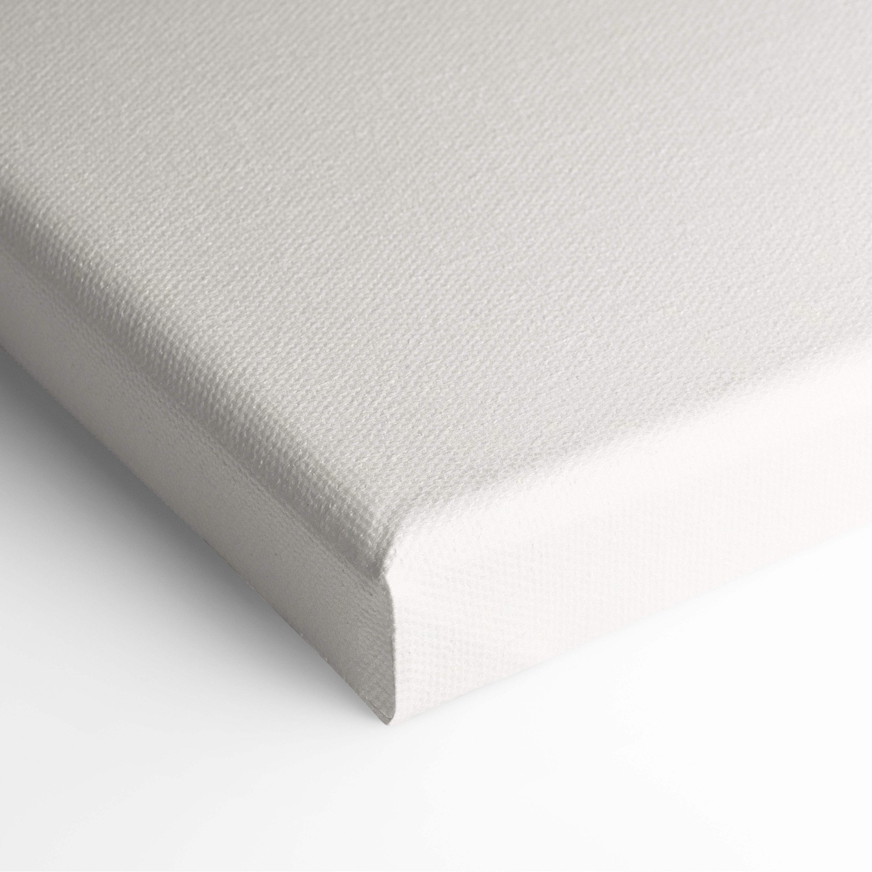 Contemporary inner child canvas wall art with textured off-white weave and clean white edges for modern mental health decor