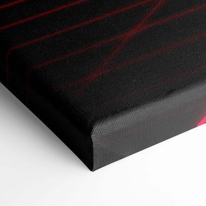 Black canvas print with bold red diagonal stripes retrowave red neon road vaporwave synthwave wall decor
