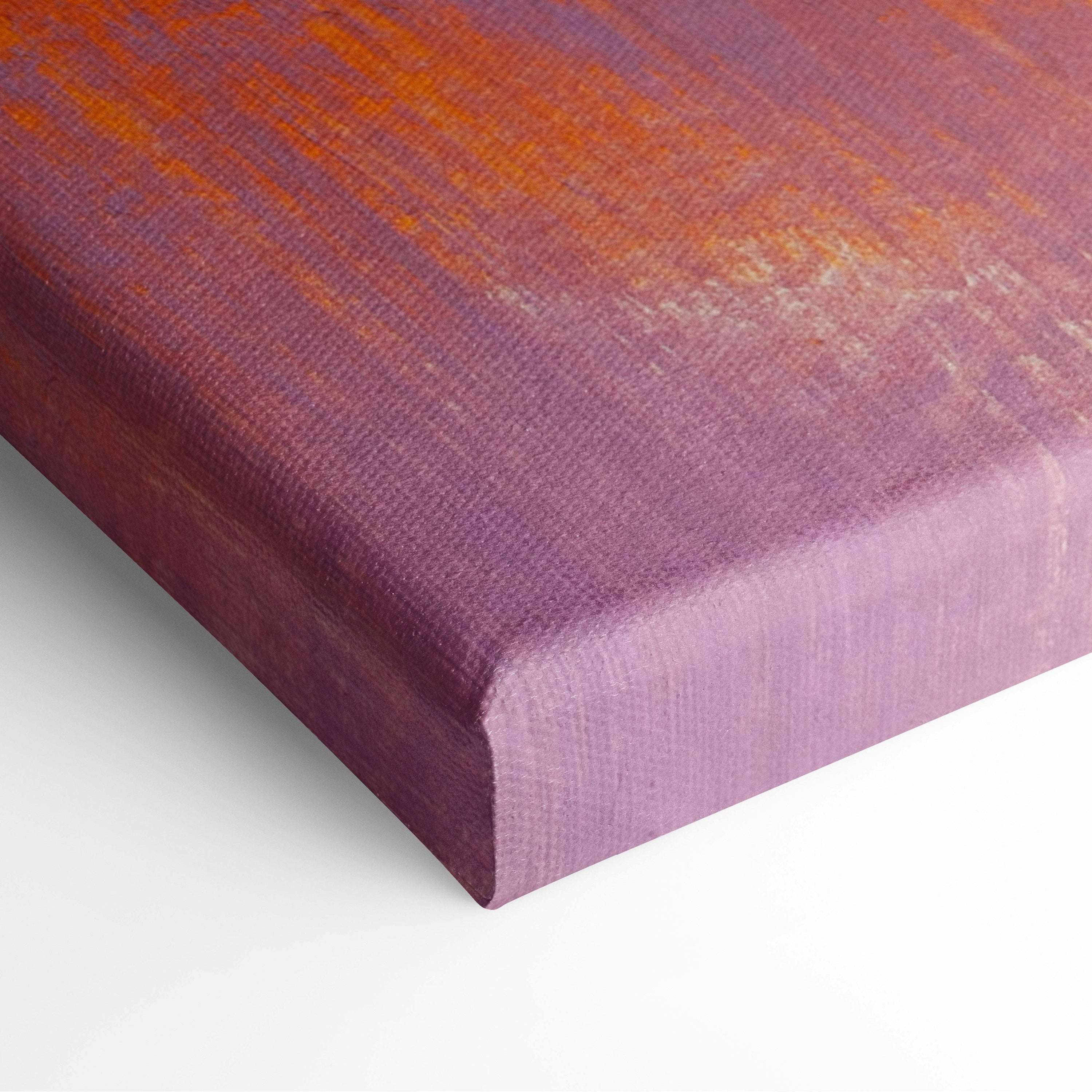 Autumn meadow canvas print with vibrant fall trees and textured purple brushstrokes transitioning to warm orange