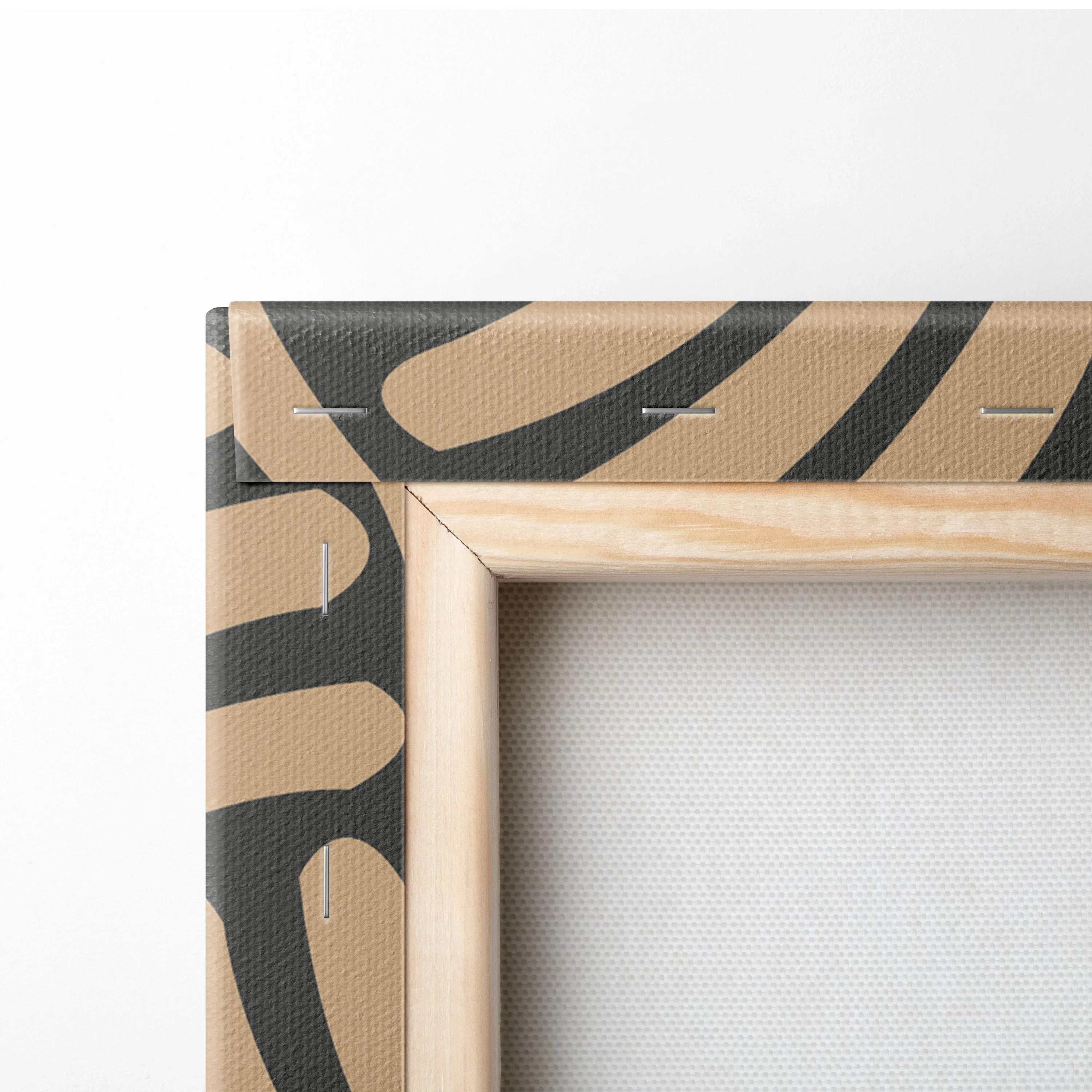 Modern Art Deco beige charcoal leaf geometric zebra canvas wall art