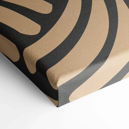 Modern art deco beige charcoal leaf pattern abstract canvas wall art