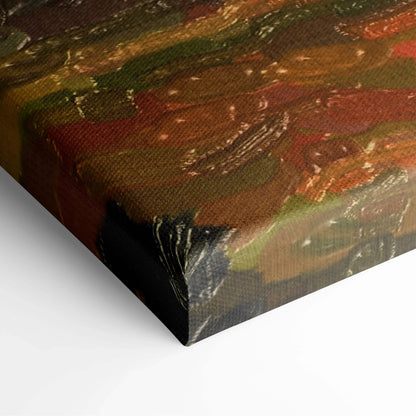 Textured abstract canvas print in earthy green brown rust tones